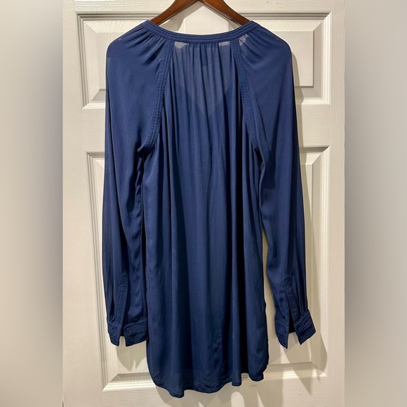 BCBG MAX AZRIA S Navy Blue Tunic Top Dress Rayon Crepe Relaxed R $198 - Picture 7 of 12